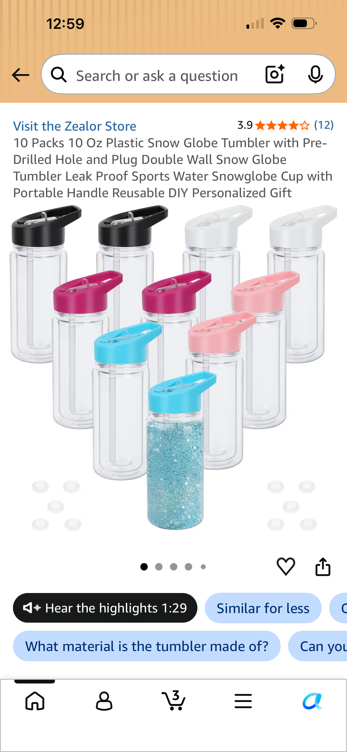 12 oz kids snow globe cup